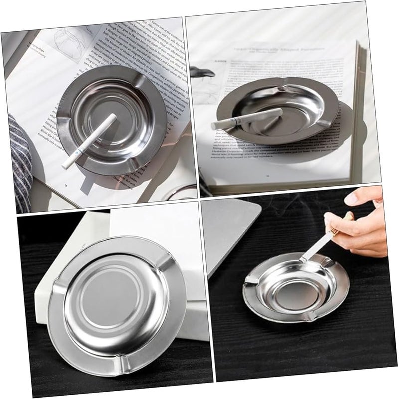 Cabilock 10Pcs Stainless Steel Ashtray with Windproof Lid for Indoor Outdoor Use - Image 4